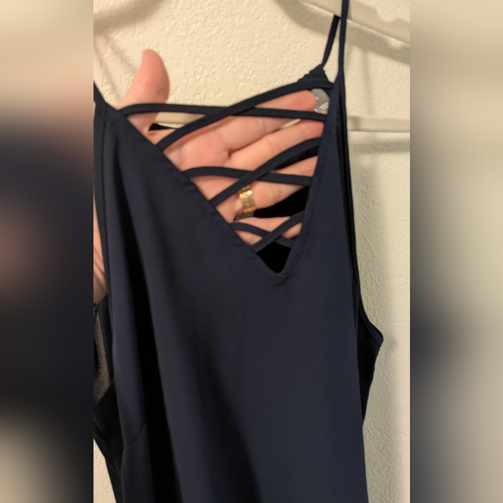 Soho Blue Tank Top with High Neckline and Sleeveless Design - Picture 3 of 5